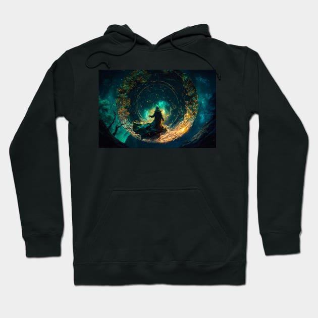 Sufi Saint in Cosmos - Digital Print, Spiritual Wall Art, Islamic Artwork Hoodie by Rolling Reality